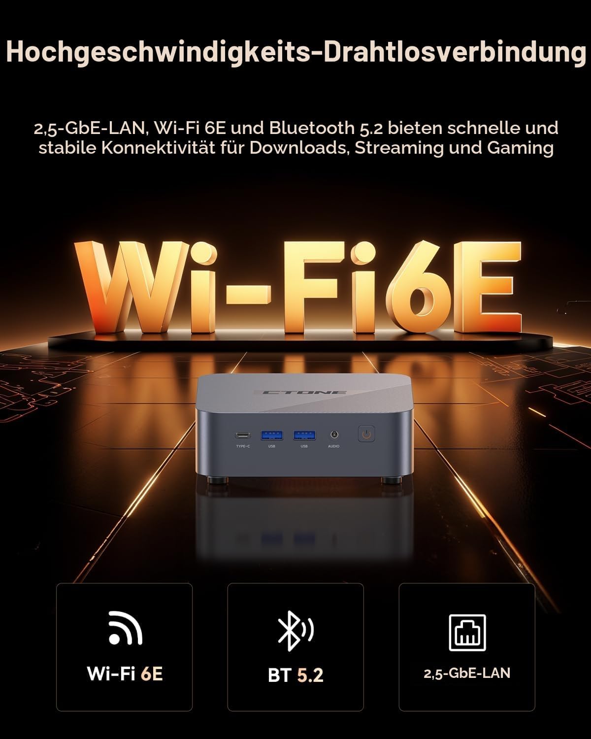 CTONE M2 Mini PC i9-14900HX, 32GB DDR4, 1TB NVMe SSD,