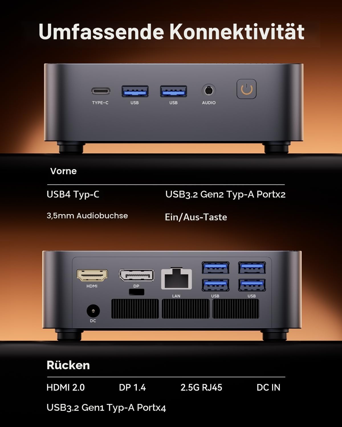 CTONE M2 Mini PC i9-14900HX, 32GB DDR4, 1TB NVMe SSD,