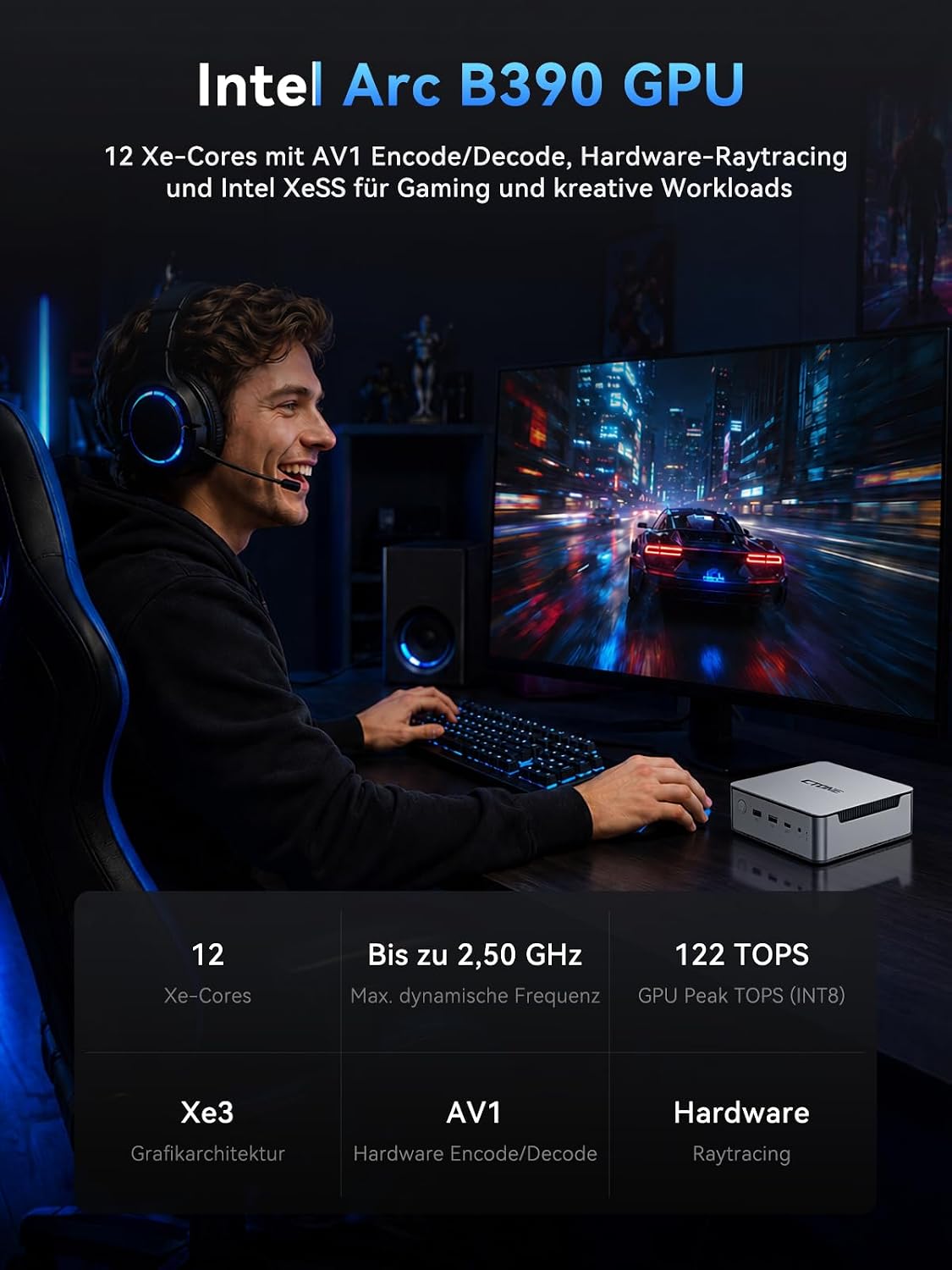 CTONE AI Mini PC Ultra X7 358H, 32 GB RAM, 1 TB SSD